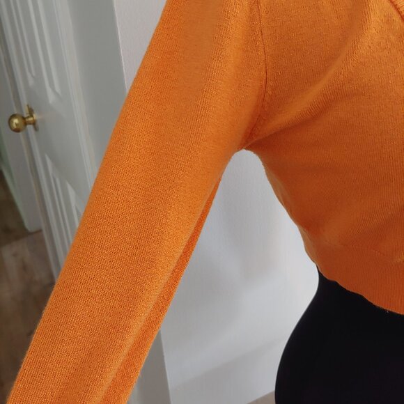 Cropped Orange Cardigan Sweater Size M - Picture 2 of 5